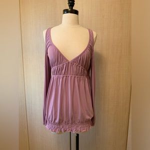 Women’s Dino Valiano Italy  Long Sleeve Cold Shoulder Purple Blouse Top,  US 8